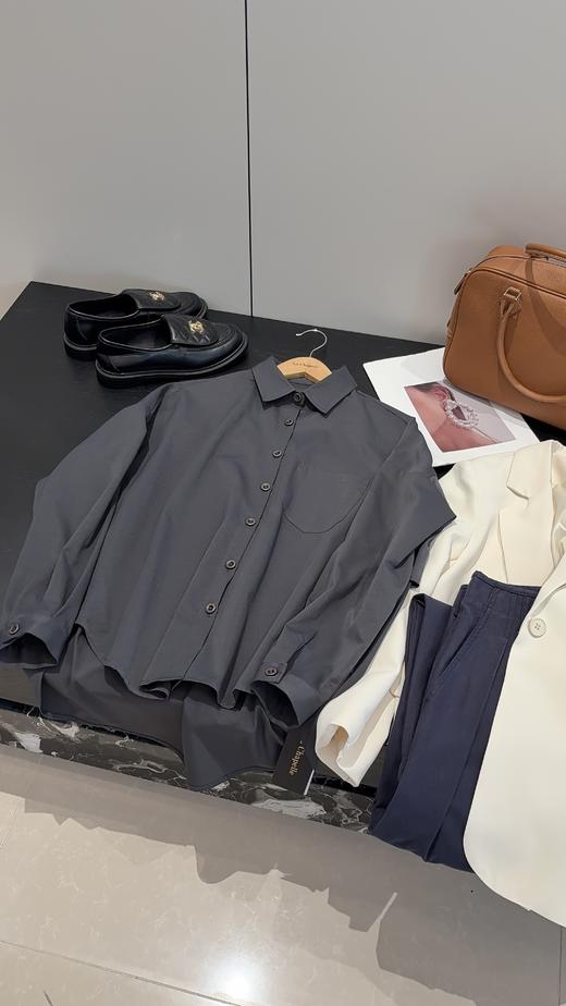 天猫同步【莱赛尔天丝+软而立挺】拉夏贝尔/La Chapelle单口袋翻领长袖衬衫女秋季新款宽松休闲通勤衬衣 商品图5