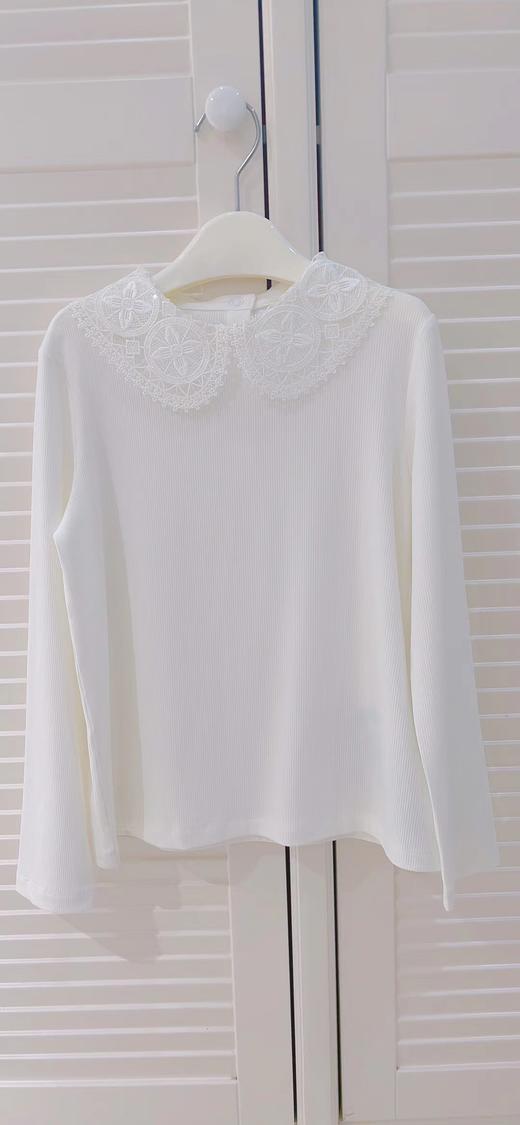 【春上新】8楼LYNN&MILO 琳麦罗 白色磨毛百搭翻领打底衫 商品图2