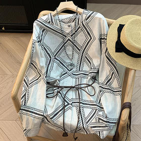 C070-29112025个性浪漫感/随机绳草纹图腾重磅天丝百搭廓形外套式衬衫女