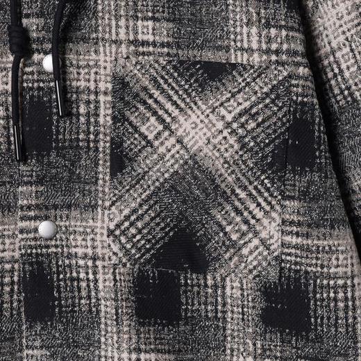 SDSA秋冬新款痞帅男装韩版撞色格纹拼接抽绳连帽衬衫百搭时尚外套 商品图2