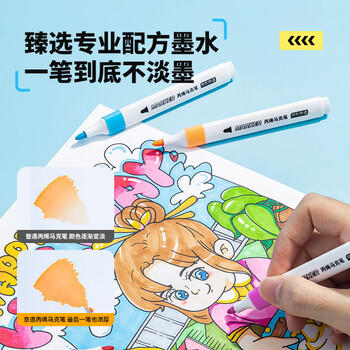 京东京造【热门商品】36色丙烯马克笔 学生速干不透纸不透色 正姿水彩笔 皮肤可水洗PP盒装画笔叠色记号笔 商品图2