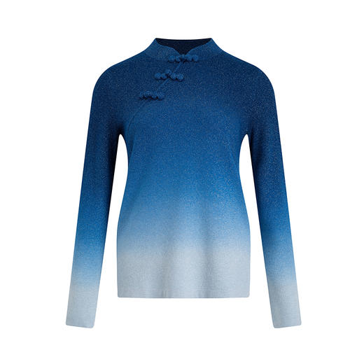 【林栖设计小店】多色渐变毛织衫2024秋冬新品新中式盘扣长袖毛衣针织衫女1941240 商品图4