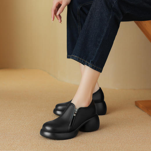 【预售5天】真皮软底乐福鞋，小皮鞋女深口单鞋MDY&AM015-6 商品图3