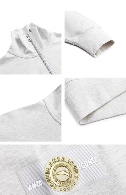 XY/安踏生活系列套头卫衣翻领短款上衣162438717--1灰花灰 商品图4