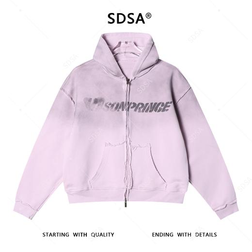 Y002SDSA秋冬新款痞帅男装美式渐变字母印花磨边拉链连帽卫衣百搭宽松 商品图1