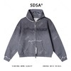 Y002SDSA秋冬新款痞帅男装美式渐变字母印花磨边拉链连帽卫衣百搭宽松 商品缩略图1