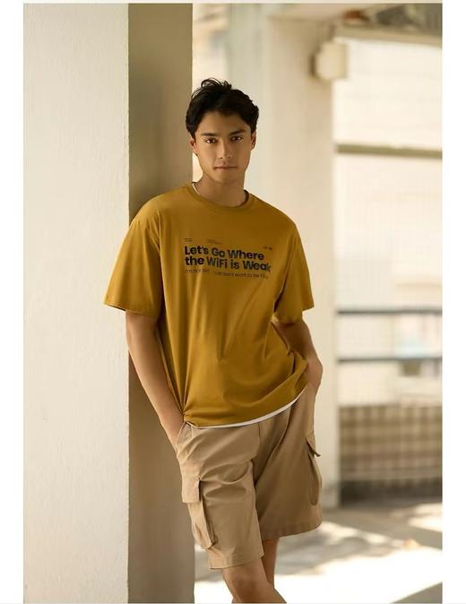 佐丹奴男装25年商场同款【索罗娜】凉感保型时尚印花T恤01095233 商品图0