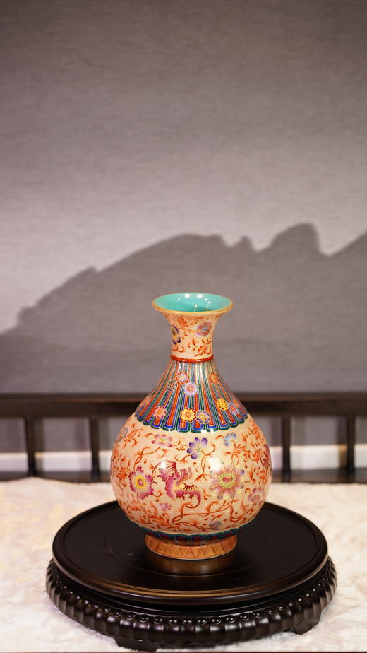 金丝珐琅福纹缠枝莲玉壶春 商品图0