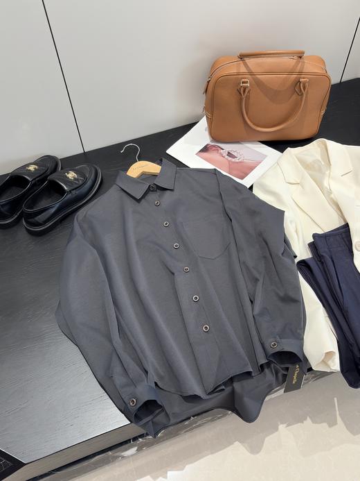 天猫同步【莱赛尔天丝+软而立挺】拉夏贝尔/La Chapelle单口袋翻领长袖衬衫女秋季新款宽松休闲通勤衬衣 商品图6