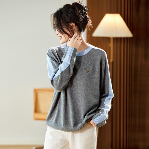 CC SD2610圆领撞色打底衫针织衫上衣 商品图2