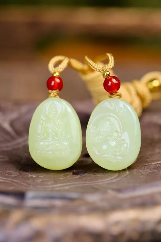 一对《观音·弥勒佛》精品和田玉若羌黄口 商品图0