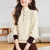 CC 16-9537半高领针织衫复古纽扣气质显瘦上衣 商品缩略图2