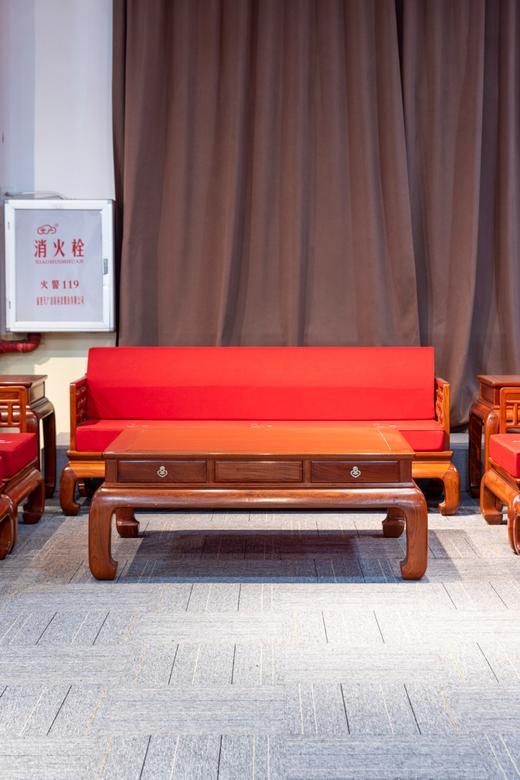 红桥红  家具严选  缅甸花梨（大果紫檀）  【弯腿 曲尺沙发 八件套】 商品图2