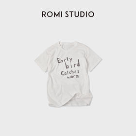 ROMI STUDIO100%长绒棉雪花平纹 宽松字母印花短袖T恤RWCAS66536