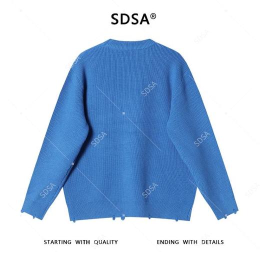 82519SDSA男士秋冬新款痞帅男装韩版纯色勾破圆领针织衫简约百搭毛衣 商品图5