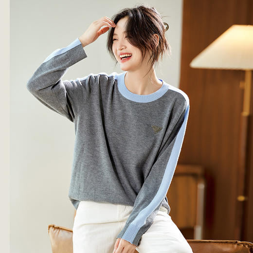 CC SD2610圆领撞色打底衫针织衫上衣 商品图0