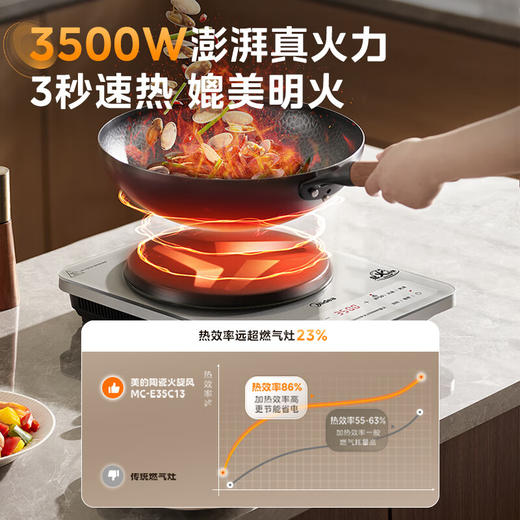 美的（Midea）火旋风电磁炉平凹面铂钻大火包锅电陶炉电池炉家用3500W大功率MC-E35C13 商品图2
