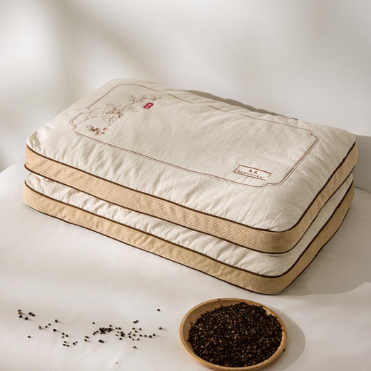 【品牌直发】加倍生活 禾绣立体棉麻荞麦枕 40*60cm 棉麻绣花草本荞麦枕头 中式亚麻刺绣荞麦壳枕头枕芯 商品图3