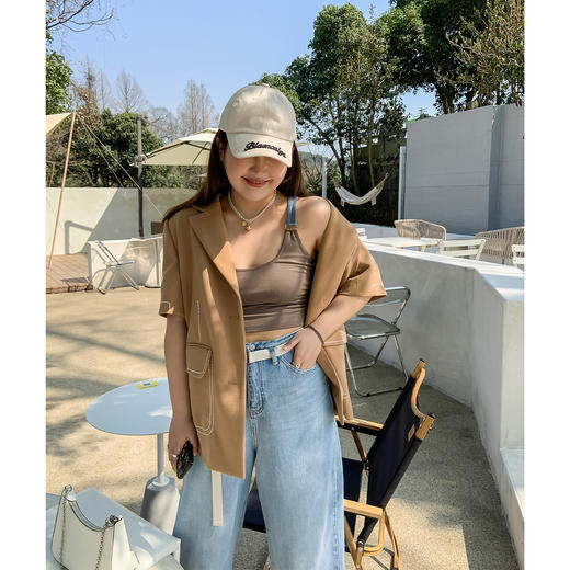 撞色肩带拼接小背心 商品图3