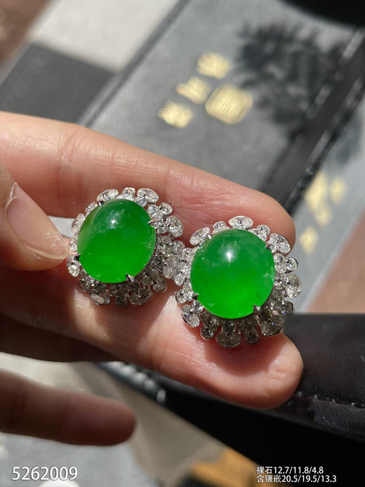 冰艳绿蛋面耳钉【5262009】具体价格微信咨询 商品图0