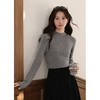 鹿向南「童话日记」灰色长袖针织衫女早秋新款修身高级感叠穿上衣 商品缩略图0