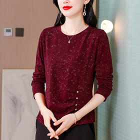 KQL A83N3198洋气小圆领棉料长袖t恤修身纯色打底衫