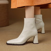 【预售5天】知性优雅气质款！牛皮粗高跟短靴女秋冬季方头通勤职业ol单靴SLLK&sl-7958 商品缩略图2