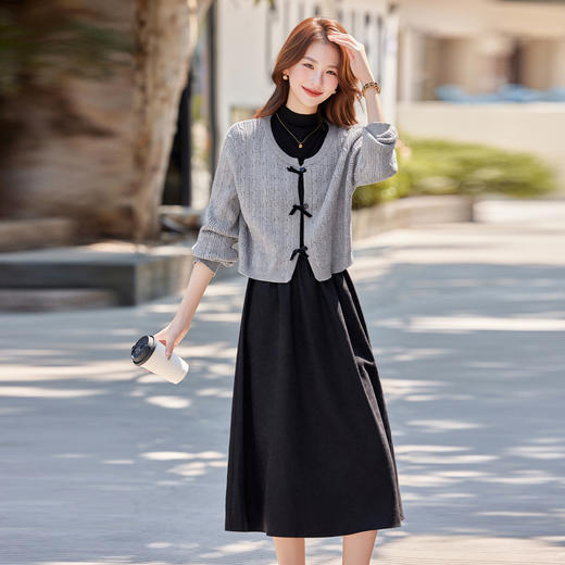 HR ABS25179针织毛衣开衫外套背心连衣裙套装 商品图1