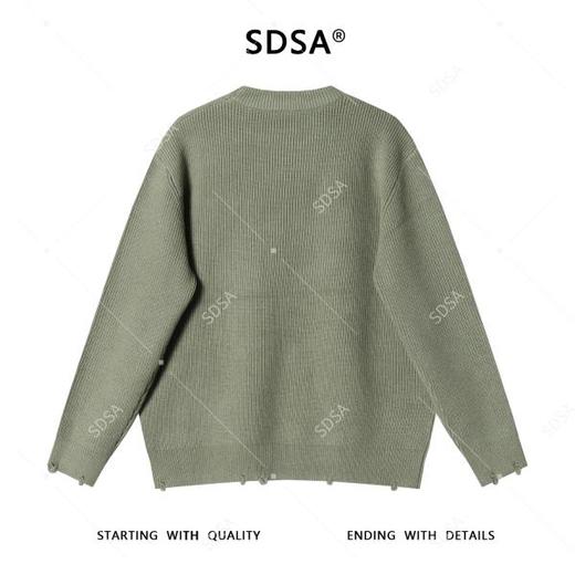 82519SDSA男士秋冬新款痞帅男装韩版纯色勾破圆领针织衫简约百搭毛衣 商品图5