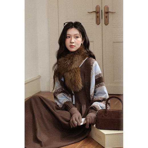 【6折秒杀】鹿向南「波西米亚」小众咖色无袖背心连衣裙女早秋收腰巨显瘦长裙L58277/L58276 商品图3