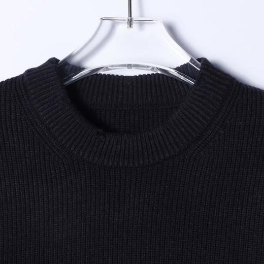 82519SDSA男士秋冬新款痞帅男装韩版纯色勾破圆领针织衫简约百搭毛衣 商品图2