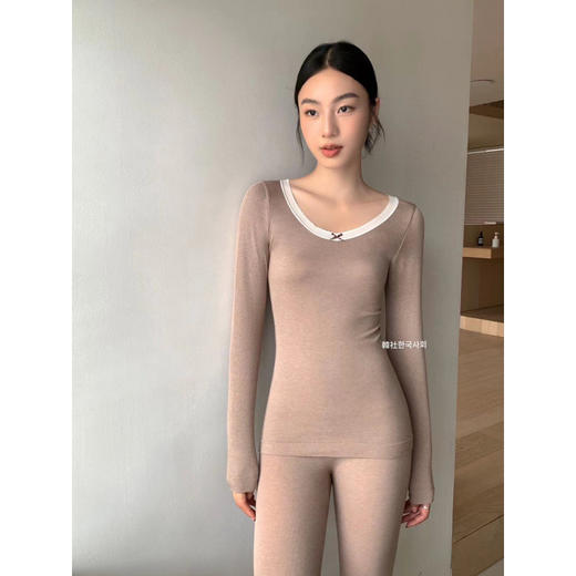 老米优品🎈3-5天发！超值秋冬内搭~《绵羊毛V领轻感发热套装》秋衣秋裤套装！ 大v领女修身保暖内衣 ~高弹力秋衣秋裤 商品图7