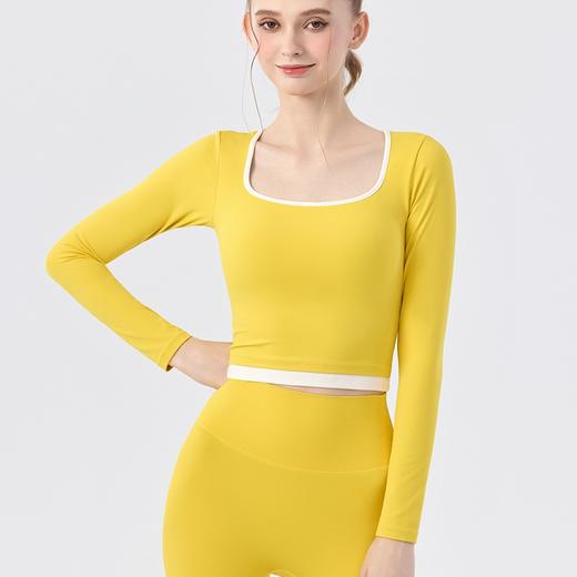 【新款】秋季撞色瑜伽服女带胸垫圆领长袖BMMZ-377 商品图3
