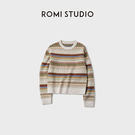 ROMI STUDIO“松弛有度”100%绵羊毛费尔岛宽松套头毛衣 RWCAST5415 商品图0