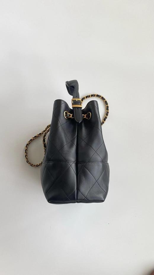 D100260大容量手提单肩腋下包百搭黑金hobo菱格链条包 商品图7