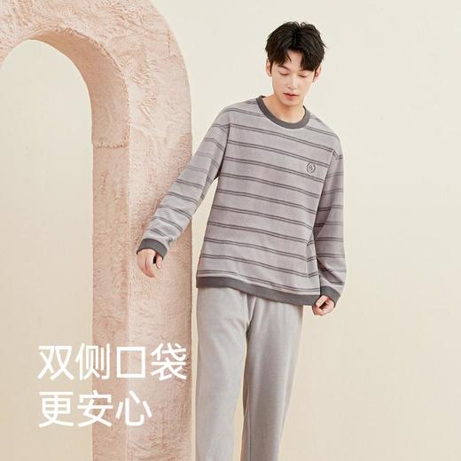 3部顶瓜瓜摇粒绒套头圆领雾岛条纹男士长袖套装ARW25195 商品图2