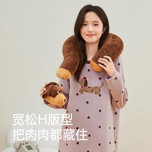 3部顶瓜瓜摇粒绒套头圆领女长袖睡裙ARW25189-Q  商品图1