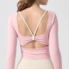 【新款】带胸垫瑜伽长袖女外穿裸感防震撞色美背长袖BMMZ-399 商品缩略图0
