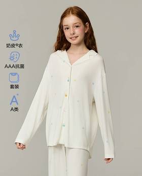 【春上新】8楼爱慕儿童Aimer Kids少女2件装-奶皮柔美珍珠开衫长袖套装AJ143J301，吊牌价899元