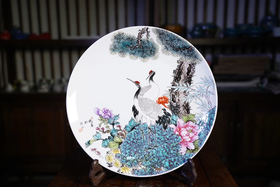 炉钧挂彩花鸟赏盘