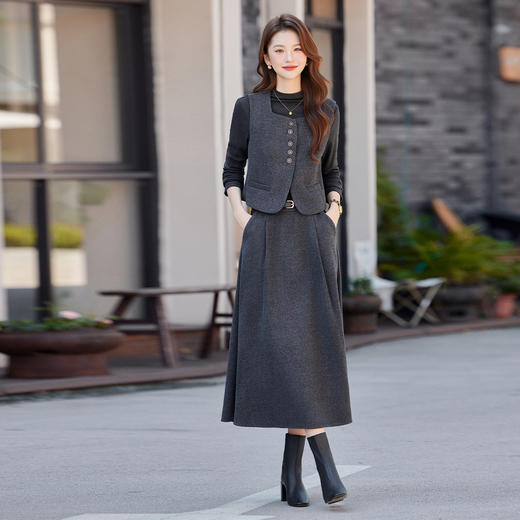 HR ABS25175小香风套装裙法式优雅气质女人味半身裙三件套 商品图2