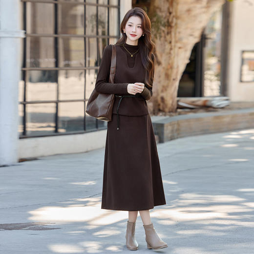 HR ABS25169法式气质马甲套装裙休闲时尚遮肉显瘦半身裙三件套 商品图1