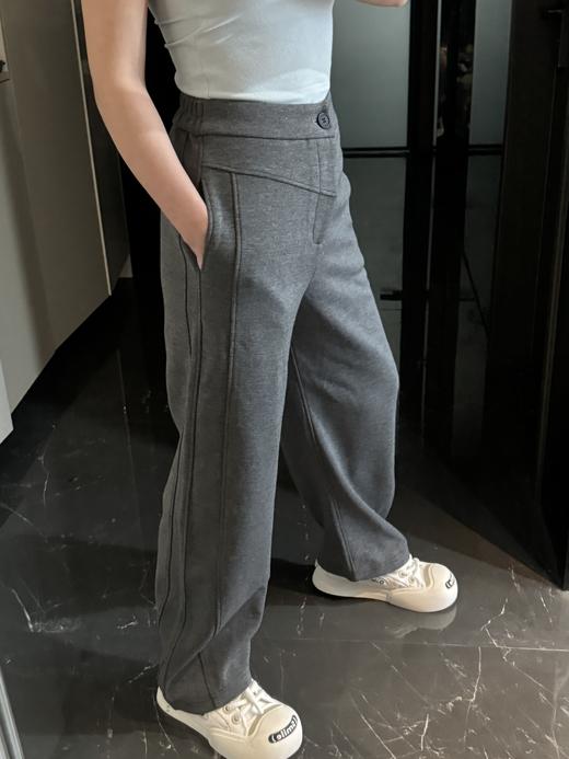 A*LIN中缝立体基础款纯色垂感拖地直筒加绒加厚休闲阔腿裤 商品图5