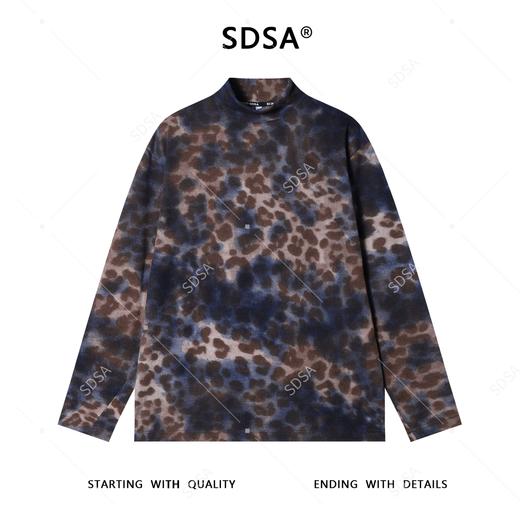 T4851SDSA男士秋冬新款痞帅男装潮牌扎染豹纹半高领长袖T恤百搭打底衫 商品图1