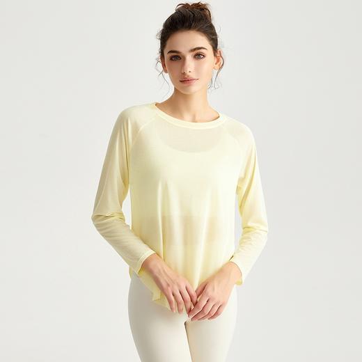 【新款】竹节纱瑜伽罩衫女长袖圆领宽松显瘦休闲速干罩衫WMCXD5018 商品图3