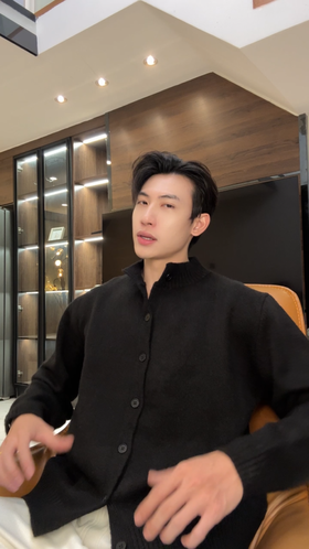 28868SDSA男士秋冬新款痞帅男装潮牌纯色纽扣开衫针织衫百搭圆领毛衣