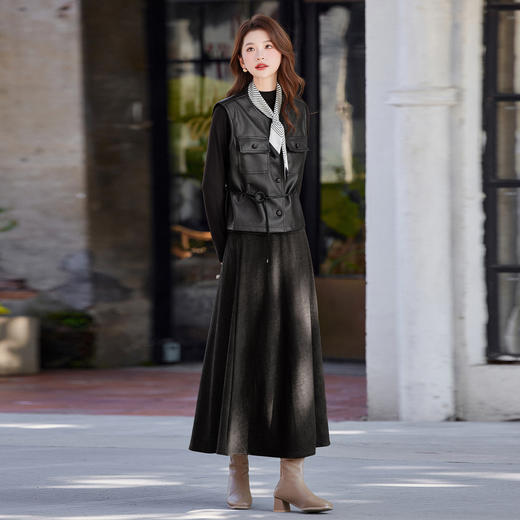 HR ABS25165复古港风马甲半身裙套装轻奢气质减龄显瘦三件套 商品图2