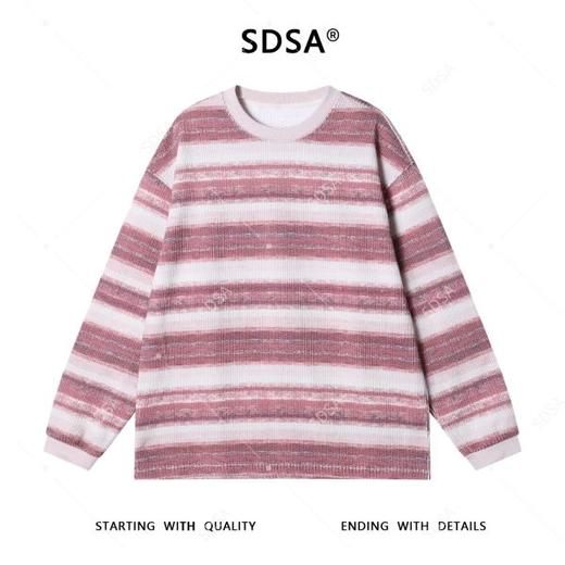 67993SDSA男士秋冬新款痞帅男装极简风撞色条纹圆领针织卫衣慵懒风百搭 商品图1