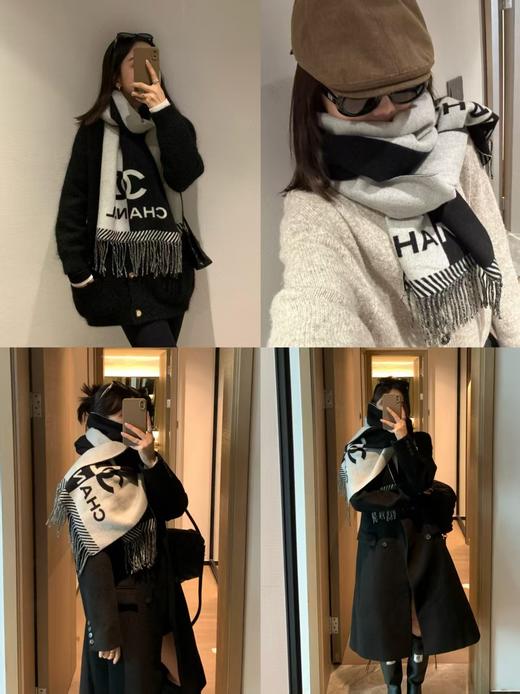 重磅⚠️海外专柜流出捡漏香奈儿双拼色纯山羊绒围巾 商品图4