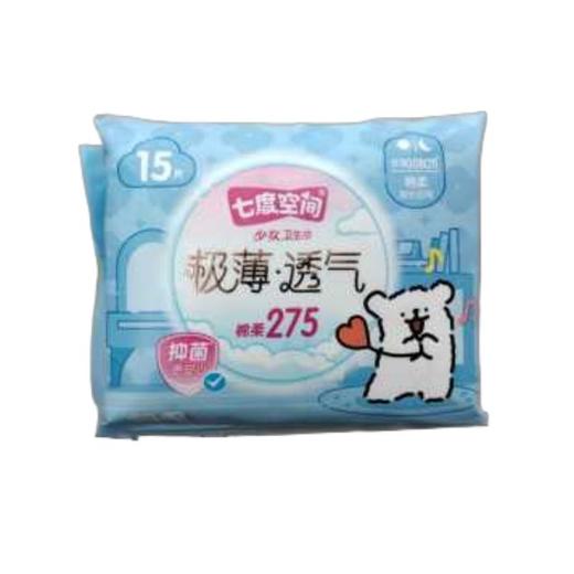 七度空间极薄透气棉柔夜用27.5cm15片/包 商品图0